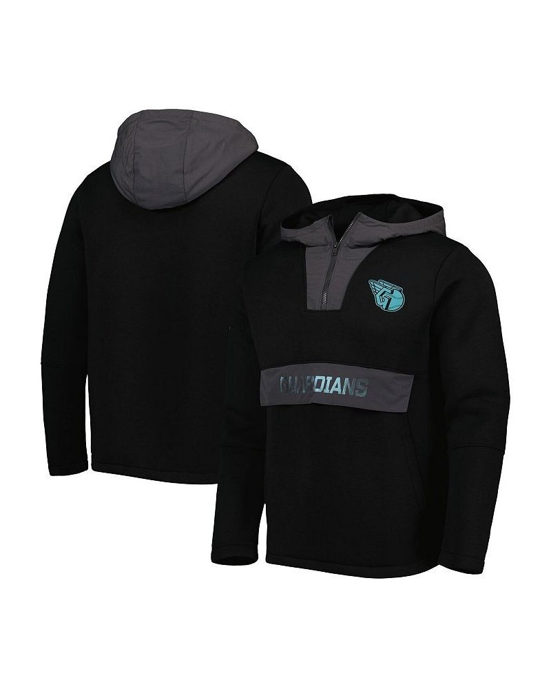 Men's Black Cleveland Guardians Ruckus Quarter-Zip Hoodie $42.00 Sweatshirt