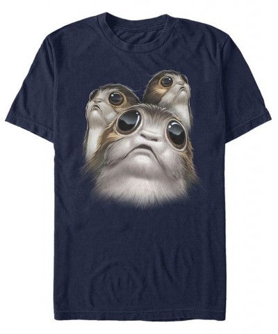 Star Wars Men's Porgs Big Eyes Short Sleeve T-Shirt Blue $14.70 T-Shirts