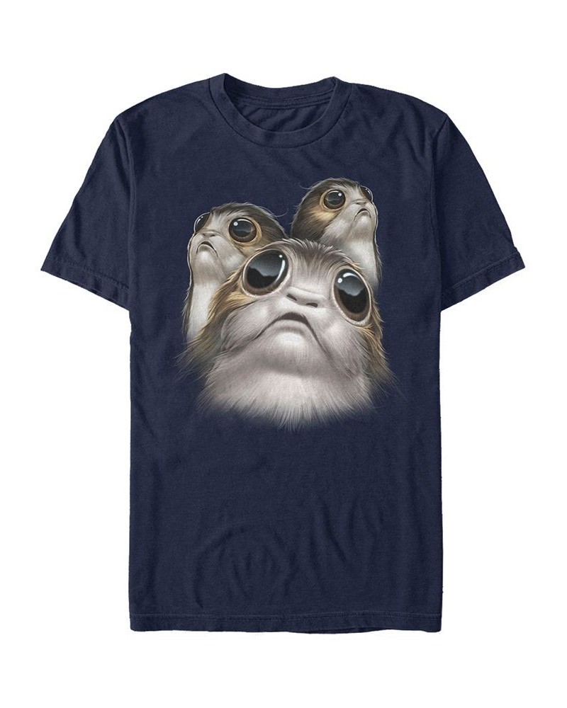 Star Wars Men's Porgs Big Eyes Short Sleeve T-Shirt Blue $14.70 T-Shirts