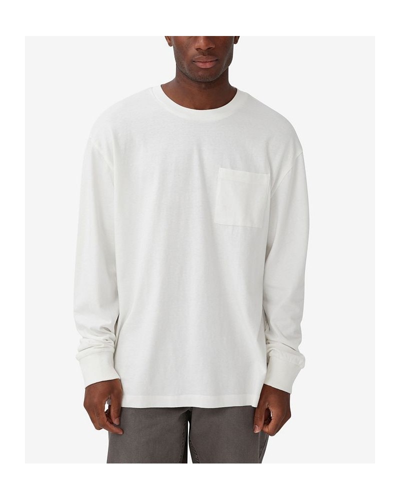 Men's Loose Fit Long Sleeve T-shirt White $26.09 T-Shirts