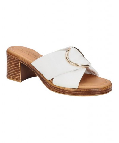 Women's Chi-Italy Block Heel Sandals White $37.50 Shoes