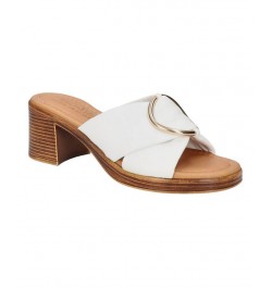 Women's Chi-Italy Block Heel Sandals White $37.50 Shoes