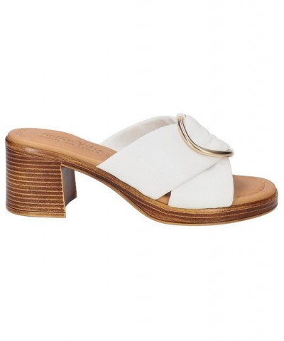 Women's Chi-Italy Block Heel Sandals White $37.50 Shoes