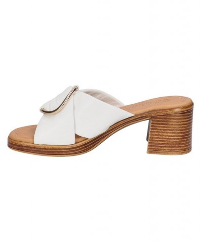 Women's Chi-Italy Block Heel Sandals White $37.50 Shoes