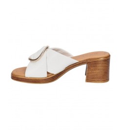 Women's Chi-Italy Block Heel Sandals White $37.50 Shoes