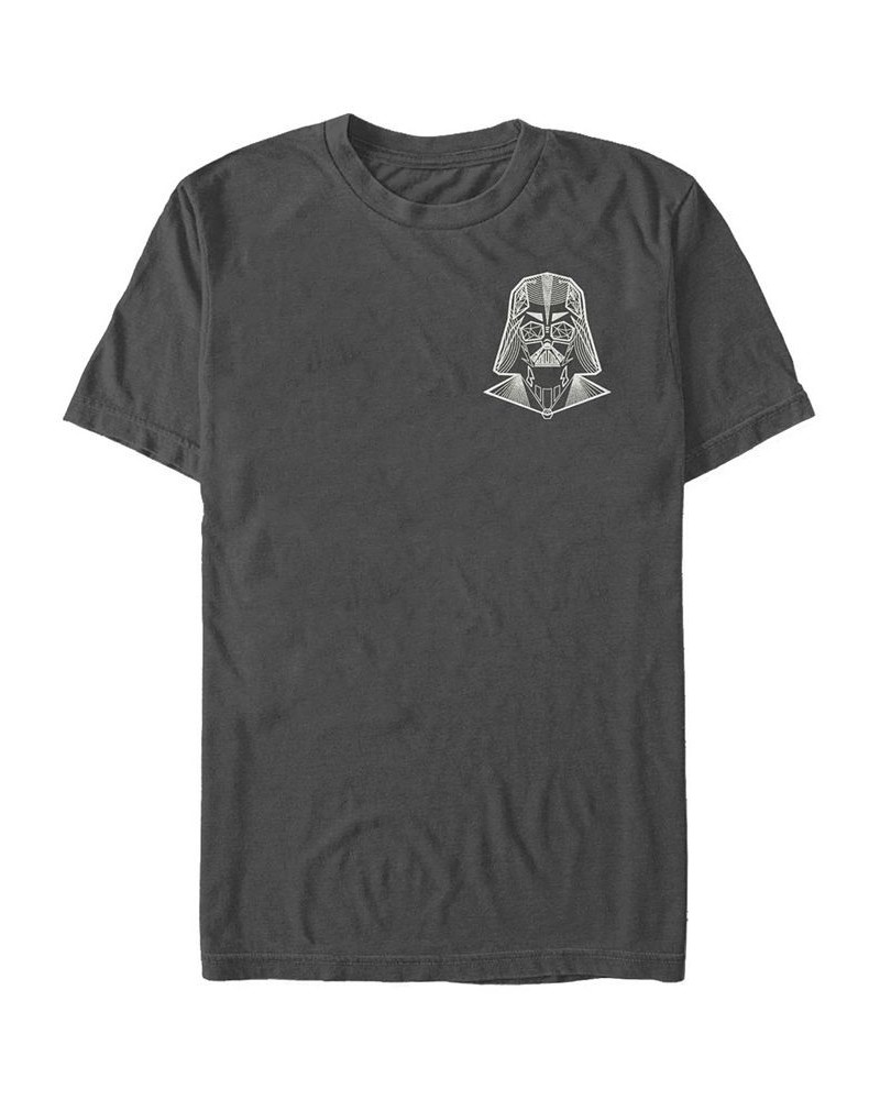 Star Wars Men's Left Pocket Geo Vader Short Sleeve T-Shirt Gray $16.10 T-Shirts