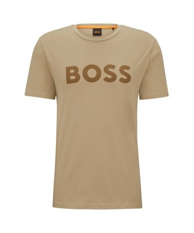 BOSS Men's Cotton-Jersey Rubber-Print Logo T-shirt Tan/Beige $36.04 T-Shirts