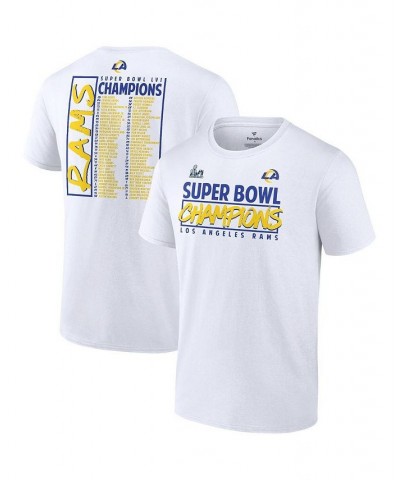 Men's Branded White Los Angeles Rams Super Bowl LVI Champions Stacked Roster T-shirt $17.48 T-Shirts