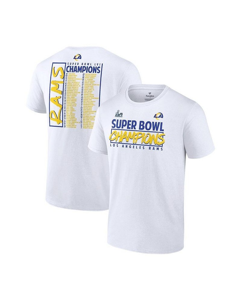 Men's Branded White Los Angeles Rams Super Bowl LVI Champions Stacked Roster T-shirt $17.48 T-Shirts