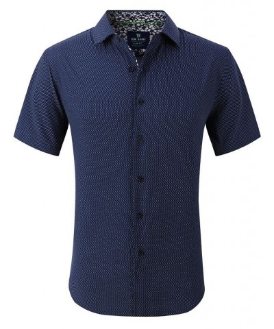 Men's Slim Fit Short Sleeve Performance Button Down Dress Shirt Blue $16.40 Dress Shirts