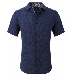 Men's Slim Fit Short Sleeve Performance Button Down Dress Shirt Blue $16.40 Dress Shirts