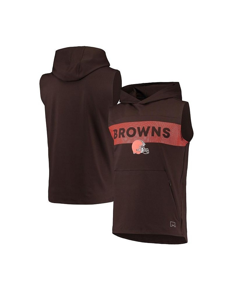 Men's Brown Cleveland Browns Active Sleeveless Pullover Hoodie $32.25 T-Shirts