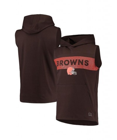 Men's Brown Cleveland Browns Active Sleeveless Pullover Hoodie $32.25 T-Shirts