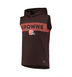 Men's Brown Cleveland Browns Active Sleeveless Pullover Hoodie $32.25 T-Shirts