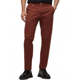 BOSS Men's Slim-Fit Stretch Cotton Trousers Brown $64.48 Pants