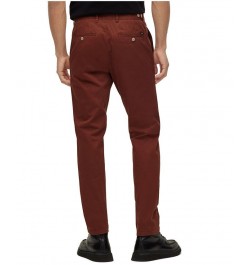 BOSS Men's Slim-Fit Stretch Cotton Trousers Brown $64.48 Pants