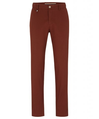 BOSS Men's Slim-Fit Stretch Cotton Trousers Brown $64.48 Pants