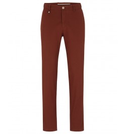 BOSS Men's Slim-Fit Stretch Cotton Trousers Brown $64.48 Pants