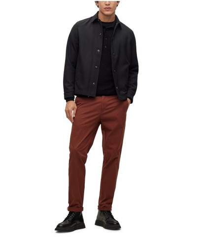 BOSS Men's Slim-Fit Stretch Cotton Trousers Brown $64.48 Pants