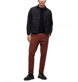 BOSS Men's Slim-Fit Stretch Cotton Trousers Brown $64.48 Pants