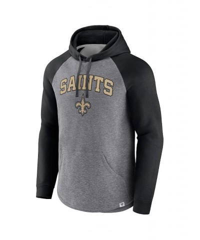 Men's Branded Heathered Gray, Black New Orleans Saints By Design Raglan Pullover Hoodie $31.74 Sweatshirt