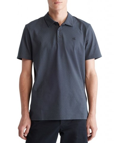 Men's Smooth Diamond Print Monogram Logo Polo Shirt Gray $20.00 Shirts