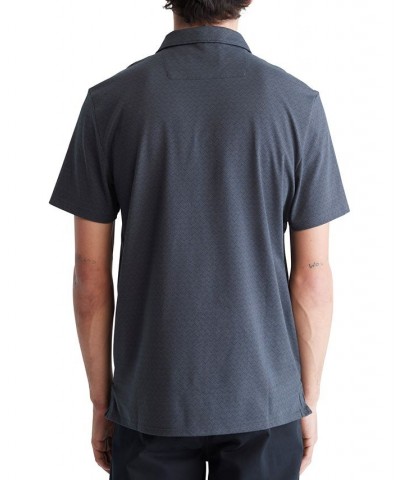 Men's Smooth Diamond Print Monogram Logo Polo Shirt Gray $20.00 Shirts