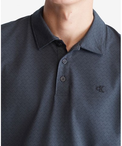 Men's Smooth Diamond Print Monogram Logo Polo Shirt Gray $20.00 Shirts