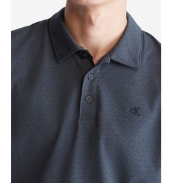 Men's Smooth Diamond Print Monogram Logo Polo Shirt Gray $20.00 Shirts