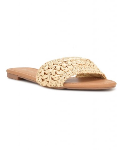 Women's Beehiv Slip-on Casual Slide Flat Sandals Tan/Beige $45.39 Shoes