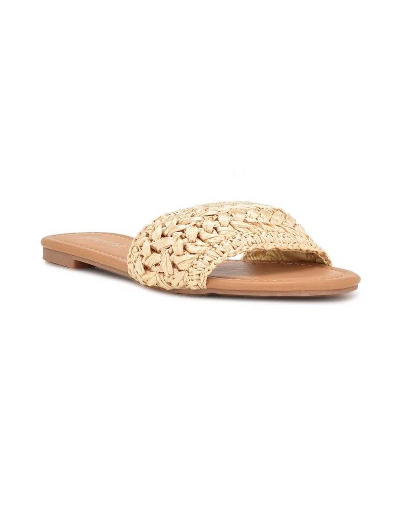 Women's Beehiv Slip-on Casual Slide Flat Sandals Tan/Beige $45.39 Shoes