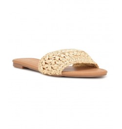 Women's Beehiv Slip-on Casual Slide Flat Sandals Tan/Beige $45.39 Shoes