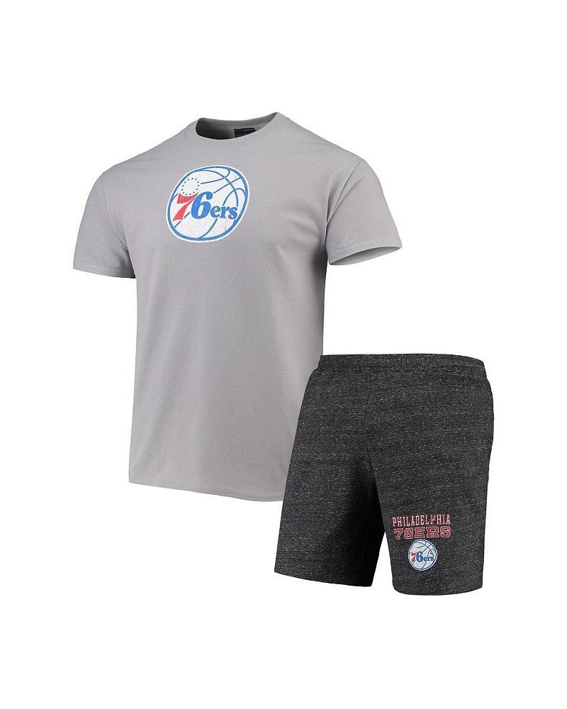 Men's Gray, Heathered Charcoal Philadelphia 76ers Pitch T-shirt and Shorts Set $26.00 Pajama