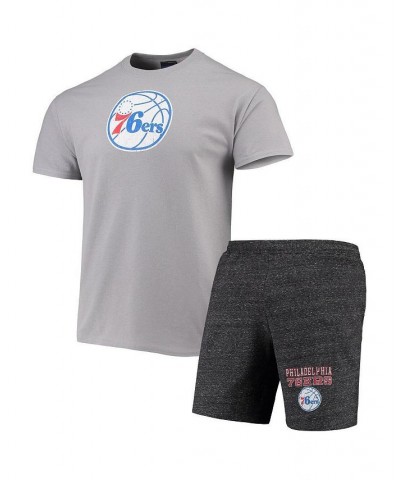 Men's Gray, Heathered Charcoal Philadelphia 76ers Pitch T-shirt and Shorts Set $26.00 Pajama