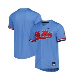 Men's Powder Blue Ole Miss Rebels Full-Button Replica Baseball Jersey $31.50 Jersey