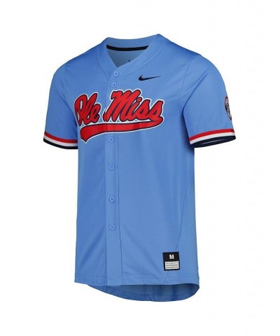 Men's Powder Blue Ole Miss Rebels Full-Button Replica Baseball Jersey $31.50 Jersey