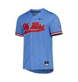 Men's Powder Blue Ole Miss Rebels Full-Button Replica Baseball Jersey $31.50 Jersey