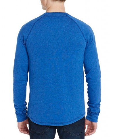 Men's Kawind Three-Button Henley T-shirt Blue $15.76 Sweaters