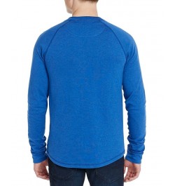 Men's Kawind Three-Button Henley T-shirt Blue $15.76 Sweaters