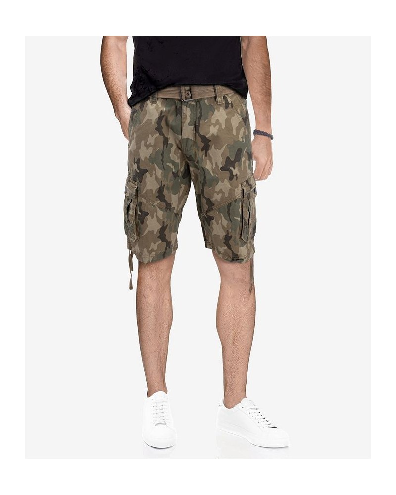 Men's Belted Snap Pocket Cargo Shorts Brown $27.55 Shorts