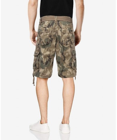 Men's Belted Snap Pocket Cargo Shorts Brown $27.55 Shorts