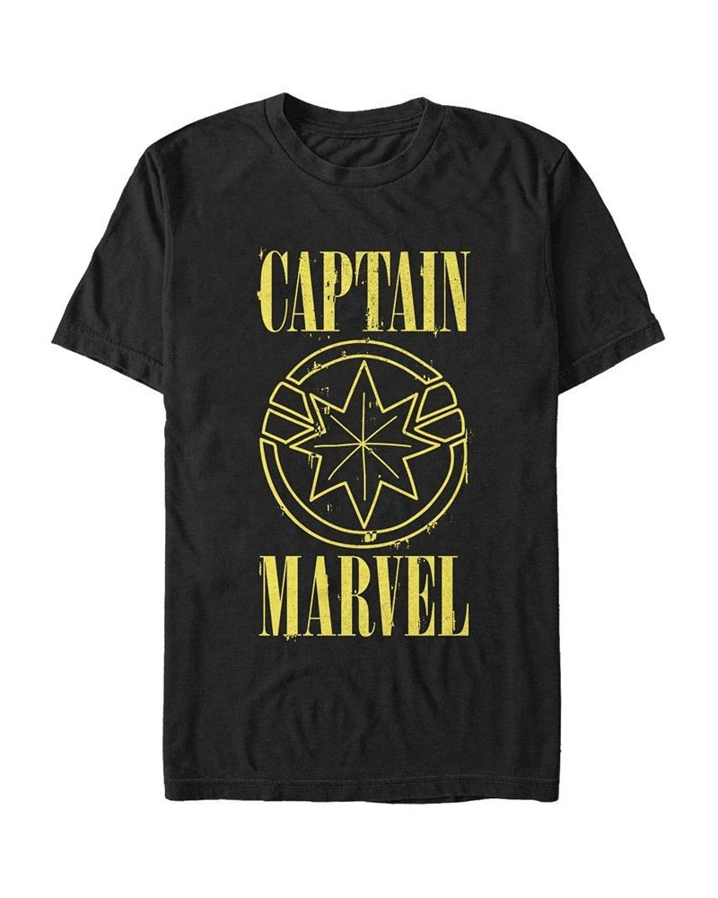 Marvel Men's Captain Marvel Yellow Captain Marvel Symbol Short Sleeve T-Shirt Black $14.70 T-Shirts