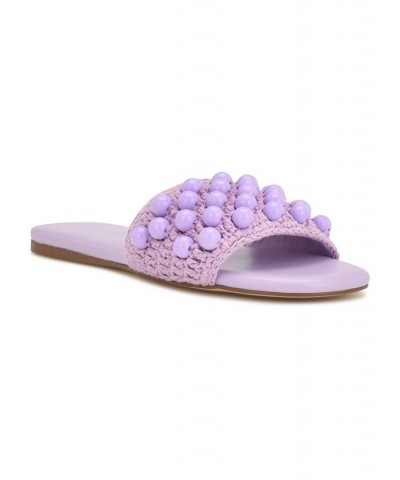 Women's Leelee Round Toe Slip-On Slide Sandals Purple $54.45 Shoes