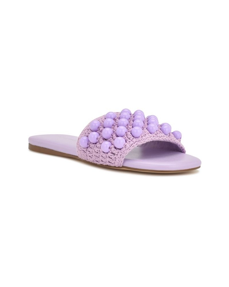 Women's Leelee Round Toe Slip-On Slide Sandals Purple $54.45 Shoes