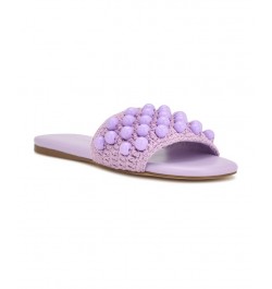 Women's Leelee Round Toe Slip-On Slide Sandals Purple $54.45 Shoes