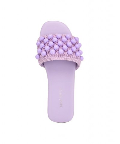 Women's Leelee Round Toe Slip-On Slide Sandals Purple $54.45 Shoes