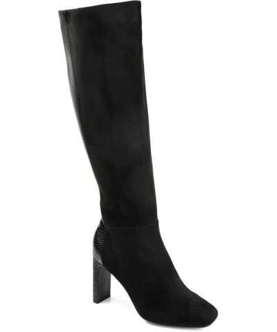 Women's Elisabeth Wide Calf Tall Boots Black $39.00 Shoes