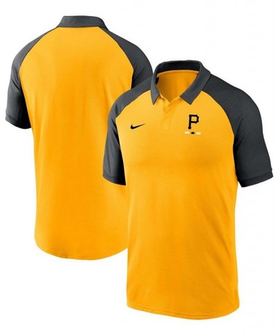 Men's Gold Pittsburgh Pirates Legacy Tri-Blend Raglan Performance Polo $37.60 Polo Shirts