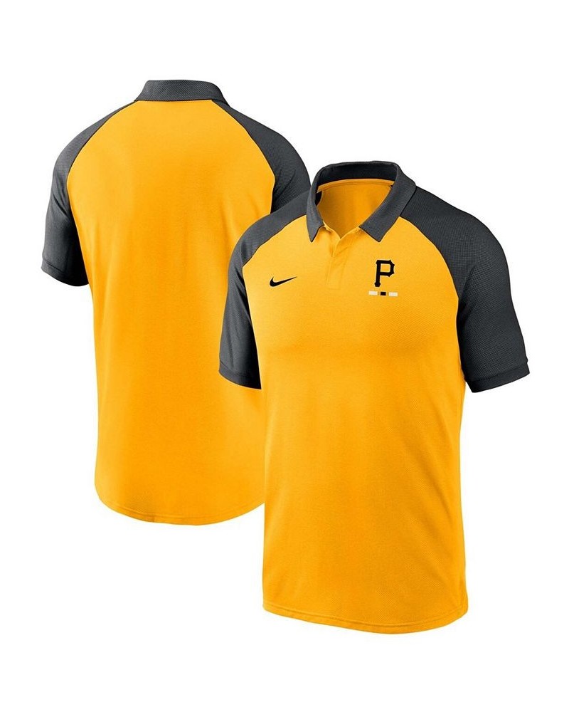 Men's Gold Pittsburgh Pirates Legacy Tri-Blend Raglan Performance Polo $37.60 Polo Shirts