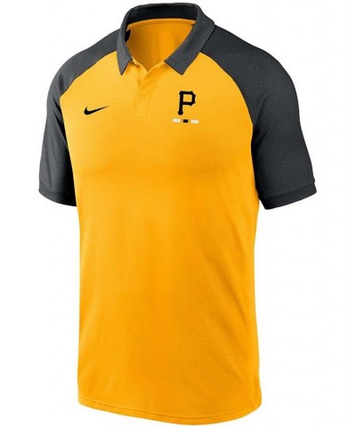 Men's Gold Pittsburgh Pirates Legacy Tri-Blend Raglan Performance Polo $37.60 Polo Shirts